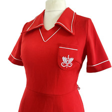 Vintage 1970s MOD Dress Red White RETRO Fitter SCOOTER Girl Ska Dress M 12 14