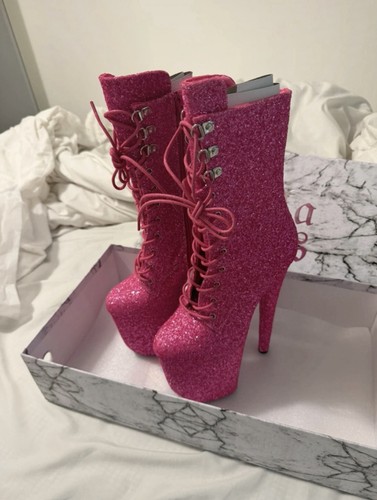 Pink pleaser heel boots - heel, 8