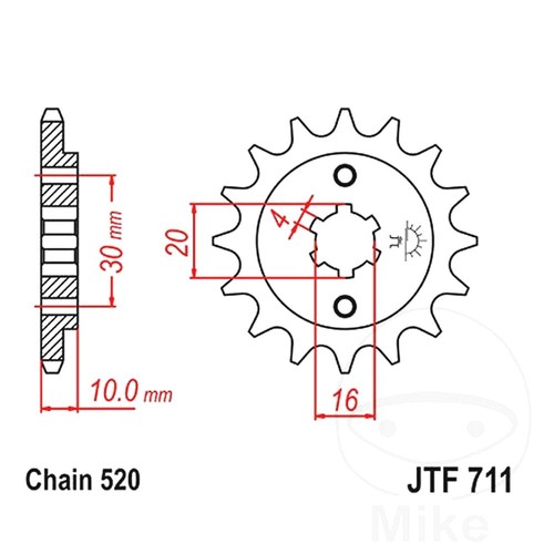 Front sprocket tooth - front, 14