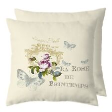 French Shabby Chic Cushion Filled Cream Decorative Floral Square Cover 40x40cm