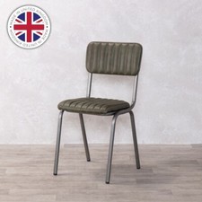 REAL LEATHER DINING CHAIR MATCHA GREEN STACKABLE RESTAURANT CHAIR GUNMETAL FRAME