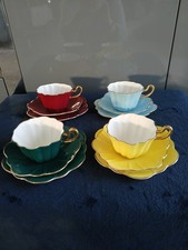 Royal Stuart Stevenson Harlequin Vintage Tea Set of 4 Cups, Saucers & Plates