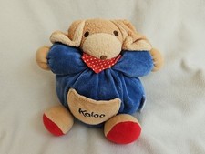 KALOO VINTAGE 1998 CHUBBY BLUE & RED TEDDY BEAR DOG RABBIT SOFT STUFFED TOY