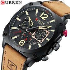 CURREN Men’s Luxury Quartz Watch – Brown Leather Chronograph Sport Wristwatch