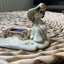 Lino Zampiva Porcelain Figurine Couple Sitting at a Water Trough Pastelceramica