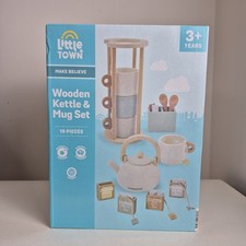 Aldi Little Town Wooden Kettle & Mug Tea Set Age 3+ Kitchen Appliances Toy