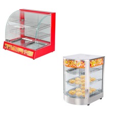 Glass Commercial Hot Food Warmer Cabinet Lamps Bread Pasties Display Showcase