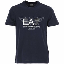 ARMANI EA7 3ZPT45 Mens Cotton T-Shirt Emporio Armani Summer Tops Navy Blue Tees