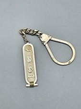Egyptian Silver Cartouche Hieroglyphics Key Chain Fob Hallmarked
