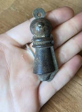 Old vintage Wood and Metal Door Keyhole Cover Escutcheon