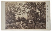 CDV VIEW IN THE SERPENTINE WALKS VICTORIAN LADIES IN CRINOLINE DRESSES ANTIQUE 