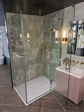 *EX-DISPLAY* ROMAN LIBERTY 1200 X 900MM HINGED DOOR & SIDE PANEL - BRUSHED BRASS