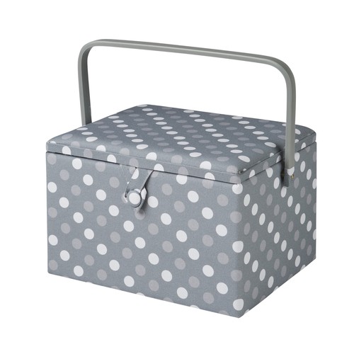 Large sewing basket grey spot - sewing,