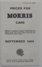 Morris UK Price List 1965 Mini