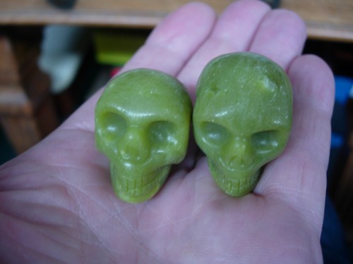 Crystal skull set green - crystal,