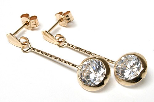 9ct gold drop earrings 8mm - 9ct,