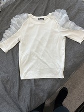 Zara White Puff Sleeve Tshirt