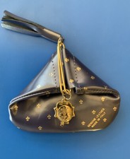 ITALIAN LEATHER PURPLE COIN PURSE + TASSEL GOLD FLEUR DE LYS ⚜️ PRINT