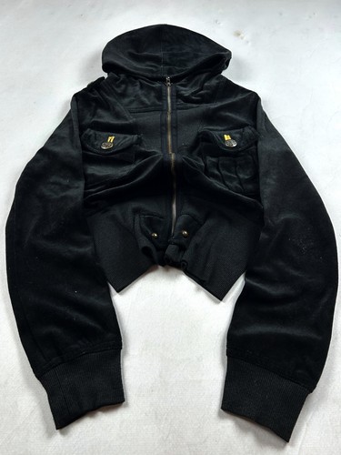 Cropped zip hoodie - black, y2k