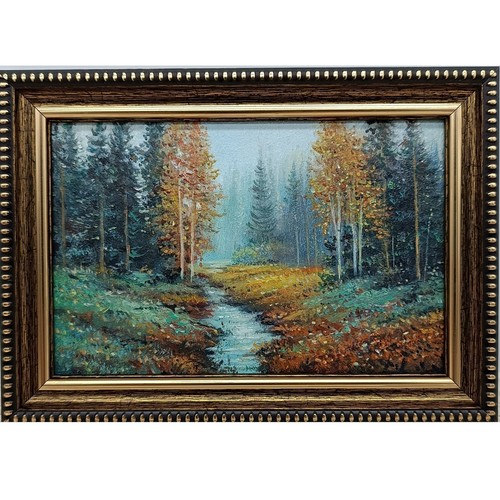 Autumn forest original oil - autumn,