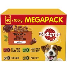 40 x 100g Pedigree Adult Wet Dog Food Pouches Mixed Selection in Jelly