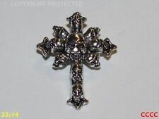 NEW steampunk brooch badge pin gothic cross silver skulls pirate deathly