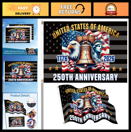 250th anniversary usa flag 3x5 - anniversary,