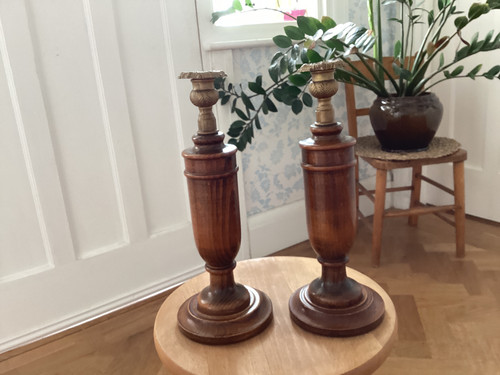 Vintage wooden candlesticks