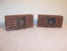 Pair Unusual Antique Terra Cotta Red Clay Ribbed Bullseye Architectural Bricks