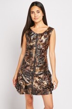 PVC Brush Print Longline Gilet rain zip jacket dress size 6-8 EU 38