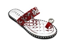 Womens Flat Mules Sliders Ladies Diamante Toe Post Beach Party Casual Sandals