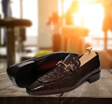 Handmade men brown crocodile