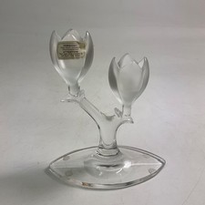Riedel Austria Crystal Glass Frosted Double Tulip Candlestick Ornament Decor