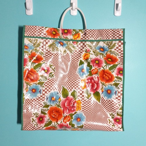 Vtg 60s vinyl shopping tote - vtg,