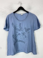 Poetry blue embroidered linen - blue,