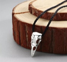 VINTAGE RAVEN SKULL CHOKERS NECKLACE 3D ANIMAL BIRD SKULL VIKING RUNES NECKLACE