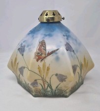Vintage Hand Painted Pendant Ceiling Glass Lampshade Butterflies Flowers Light