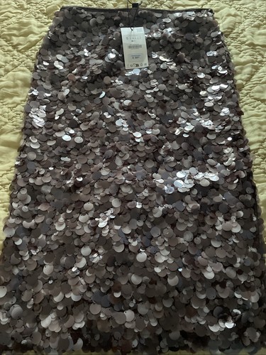 New zara brown sequin midi - brown,