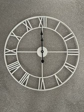 Queiting 60CM White Roman Wall Clock Large Metal Wall Clock Silent Indoor