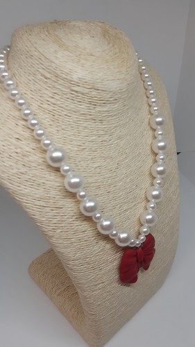 White pearly bead bib - white,