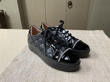 Russell & Bromley Black Leather Flatform Lace Park Up trainers Shoes 8 UK