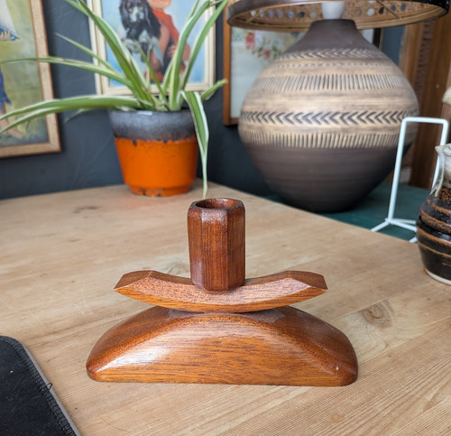 Vintage mcm wooden - vintage, candle