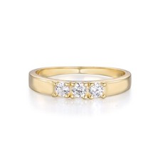 Ladies 9 Carat Gold on Sterling 925 Silver 3 Stone White Sapphire Eternity Ring