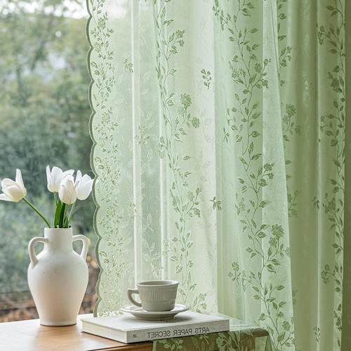 Sage green sheer lace - sheer, curtains