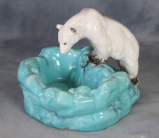 Vintage 1930s Ditmar Urbach Czechoslovakia Large Polar Bear Ice Bowl Sculpture