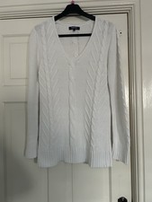 Tulchan Women's White Knit 100% Cotton Jumper Size Small New Without Tags