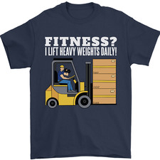 I Lift Heavy Weights All Day Funny Forklift Driver Mens T-Shirt 100% Cotton