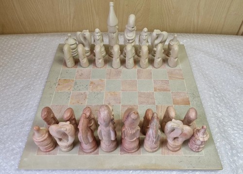 Vintage soapstone chess set - vintage,