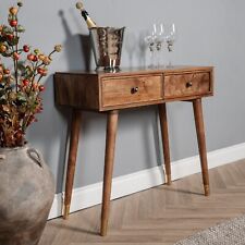 Elm Home And Garden Solid Mango Wood Dark Oak Finish Console Hall Table  H 57 x