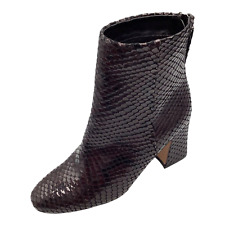 Topshop Womens Burgundy Faux Leather Snake Mid Heel Ankle Boots Size UK 3 New